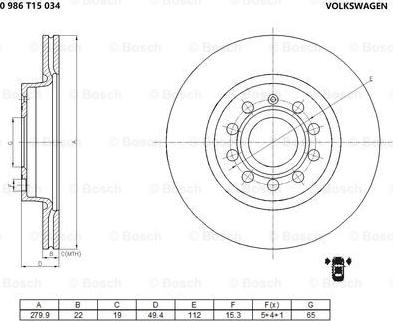 BOSCH 0 986 T15 034 - Brake Disc autospares.lv