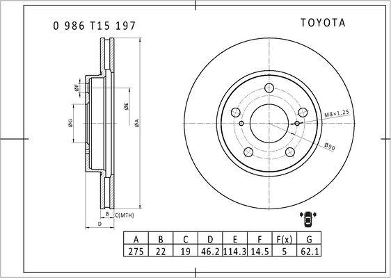 BOSCH 0 986 T15 197 - Brake Disc autospares.lv