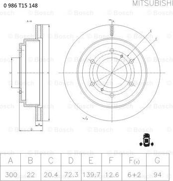 BOSCH 0 986 T15 148 - Brake Disc autospares.lv