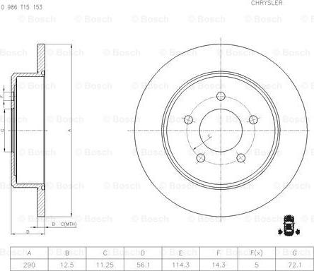 BOSCH 0 986 T15 153 - Brake Disc autospares.lv