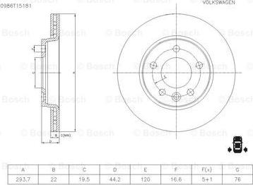 BOSCH 0 986 T15 181 - Brake Disc autospares.lv