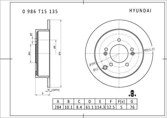 BOSCH 0 986 T15 135 - Brake Disc autospares.lv