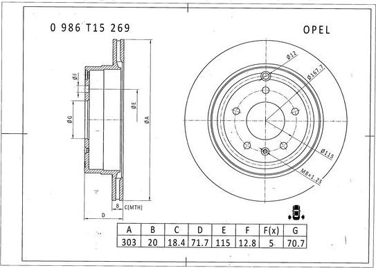 BOSCH 0 986 T15 269 - Brake Disc autospares.lv