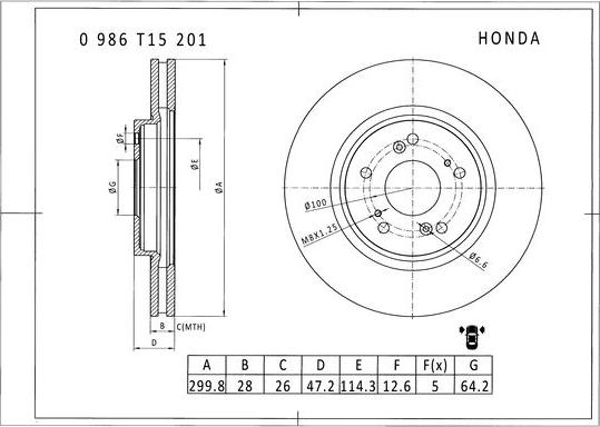 BOSCH 0 986 T15 201 - Brake Disc autospares.lv