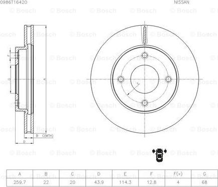 BOSCH 0 986 T16 420 - Brake Disc autospares.lv