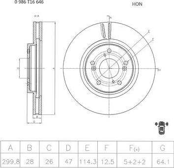 BOSCH 0 986 T16 646 - Brake Disc autospares.lv