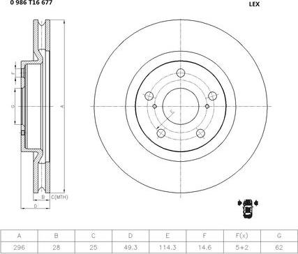 BOSCH 0 986 T16 677 - Brake Disc autospares.lv