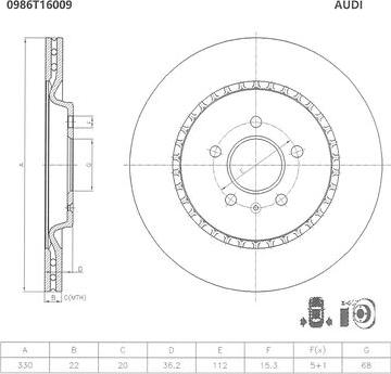 BOSCH 0 986 T16 009 - Brake Disc autospares.lv