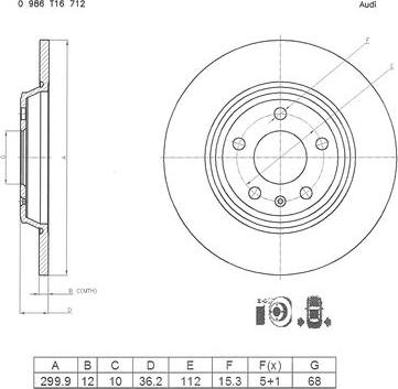 BOSCH 0 986 T16 712 - Brake Disc autospares.lv