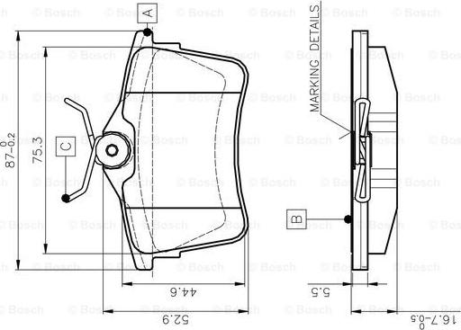 BOSCH 0 986 TB3 091 - Brake Pad Set, disc brake autospares.lv