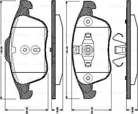 BOSCH 0 986 TB3 064 - Brake Pad Set, disc brake autospares.lv