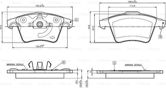 BOSCH 0 986 TB3 061 - Brake Pad Set, disc brake autospares.lv