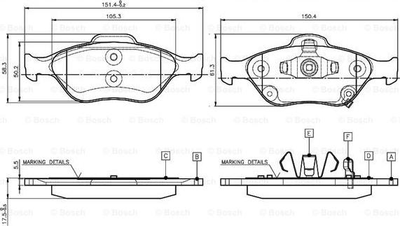 BOSCH 0 986 TB3 016 - Brake Pad Set, disc brake autospares.lv