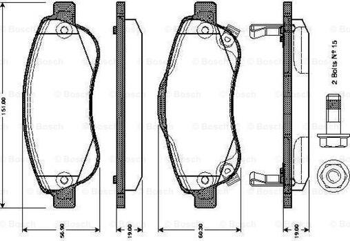 BOSCH 0 986 TB3 013 - Brake Pad Set, disc brake autospares.lv