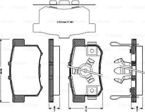 BOSCH 0 986 TB3 039 - Brake Pad Set, disc brake autospares.lv