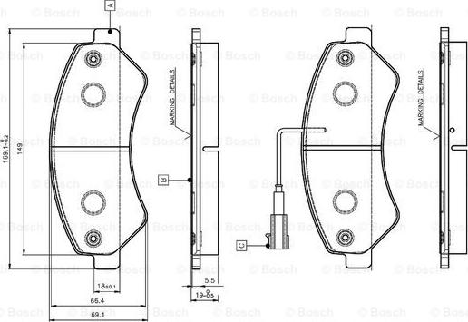 BOSCH 0 986 TB3 029 - Brake Pad Set, disc brake autospares.lv