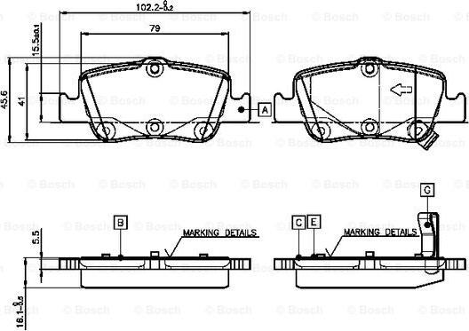 BOSCH 0 986 TB3 070 - Brake Pad Set, disc brake autospares.lv