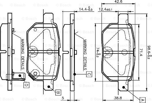 BOSCH 0 986 TB3 071 - Brake Pad Set, disc brake autospares.lv