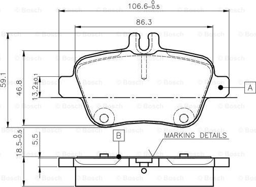 BOSCH 0 986 TB3 145 - Brake Pad Set, disc brake autospares.lv