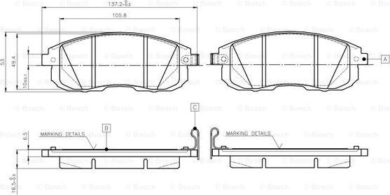 BOSCH 0 986 TB3 140 - Brake Pad Set, disc brake autospares.lv