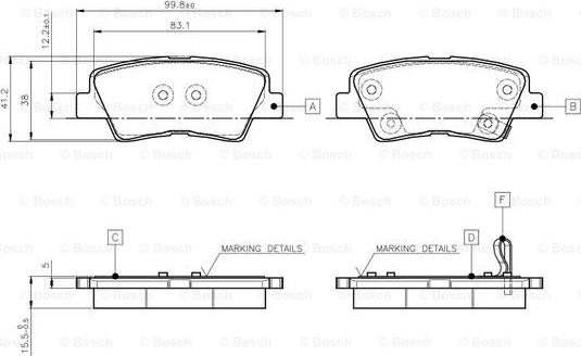 BOSCH 0 986 TB3 102 - Brake Pad Set, disc brake autospares.lv