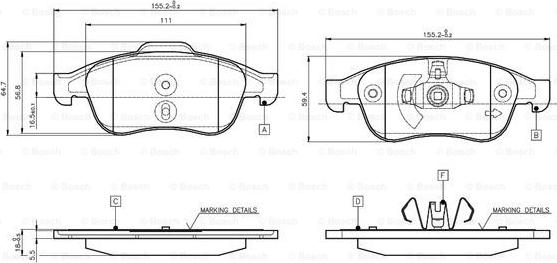 BOSCH 0 986 TB3 116 - Brake Pad Set, disc brake autospares.lv