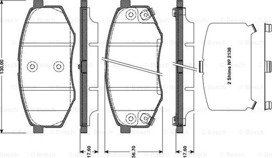 BOSCH 0 986 TB3 113 - Brake Pad Set, disc brake autospares.lv