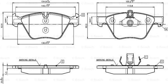 BOSCH 0 986 TB3 136 - Brake Pad Set, disc brake autospares.lv