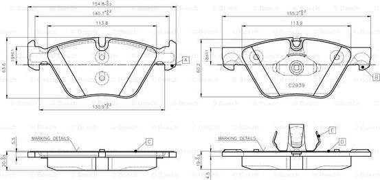 BOSCH 0 986 TB3 138 - Brake Pad Set, disc brake autospares.lv