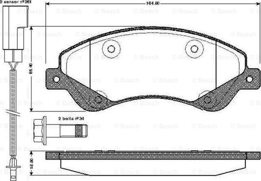 BOSCH 0 986 TB2 952 - Brake Pad Set, disc brake autospares.lv