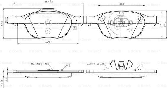 BOSCH 0 986 TB2 446 - Brake Pad Set, disc brake autospares.lv