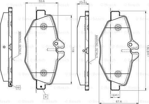 BOSCH 0 986 TB2 450 - Brake Pad Set, disc brake autospares.lv