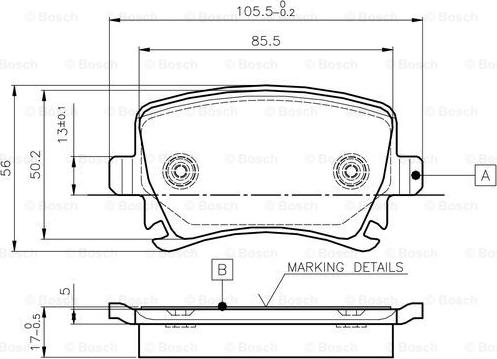 BOSCH 0 986 TB2 458 - Brake Pad Set, disc brake autospares.lv