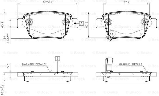 BOSCH 0 986 TB2 464 - Brake Pad Set, disc brake autospares.lv