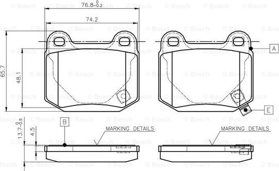 BOSCH 0 986 TB2 476 - Brake Pad Set, disc brake autospares.lv