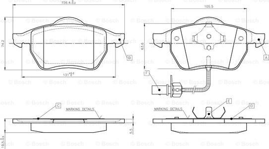 BOSCH 0 986 TB2 673 - Brake Pad Set, disc brake autospares.lv