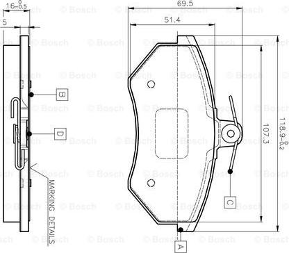 BOSCH 0 986 TB2 004 - Brake Pad Set, disc brake autospares.lv