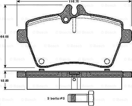 BOSCH 0 986 TB2 898 - Brake Pad Set, disc brake autospares.lv