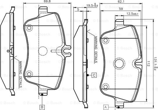 BOSCH 0 986 TB2 814 - Brake Pad Set, disc brake autospares.lv