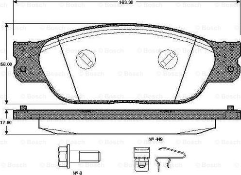 BOSCH 0 986 TB2 362 - Brake Pad Set, disc brake autospares.lv