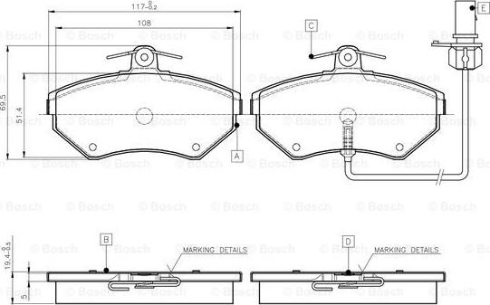 BOSCH 0 986 TB2 312 - Brake Pad Set, disc brake autospares.lv