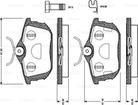 BOSCH 0 986 TB2 298 - Brake Pad Set, disc brake autospares.lv