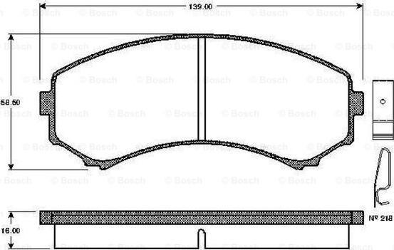 BOSCH 0 986 TB2 218 - Brake Pad Set, disc brake autospares.lv