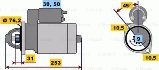 BOSCH 0 001 109 009 - Starter autospares.lv