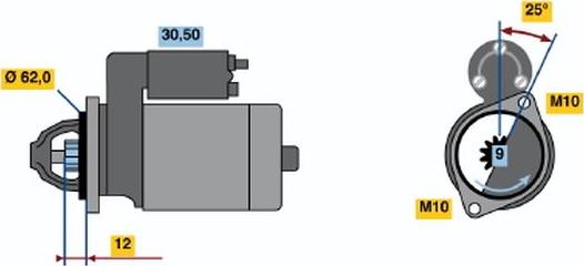 BOSCH 0 001 106 407 - Starter autospares.lv