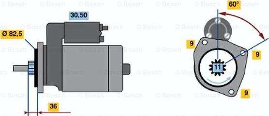 BOSCH 0 001 108 099 - Starter autospares.lv