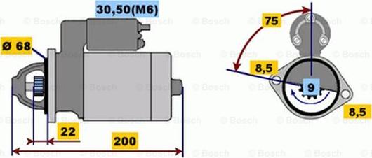 BOSCH 0 001 107 405 - Starter autospares.lv