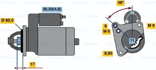 BOSCH 0 001 138 003 - Starter autospares.lv