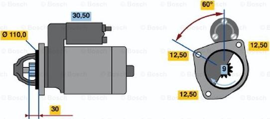 BOSCH 0 001 368 019 - Starter autospares.lv