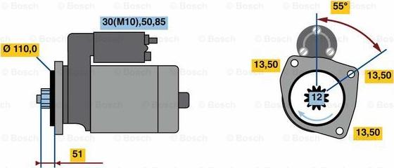 BOSCH 0 001 261 008 - Starter autospares.lv